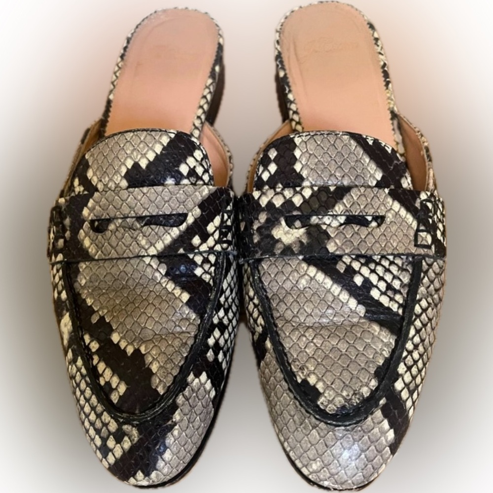 J. Crew  Faux snake skin Mule